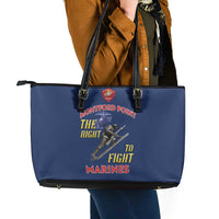 Montford Point Marines Leather Tote Bag The Right To Fight - Blue - Wonder Print Shop