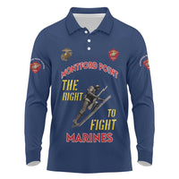 Montford Point Marines Long Sleeve Polo Shirt The Right To Fight - Blue - Wonder Print Shop
