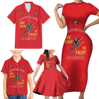 Montford Point Marines Family Matching Short Sleeve Bodycon Dress and Hawaiian Shirt The Right To Fight - Red - Wonder Print Shop
