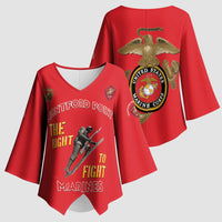 Montford Point Marines Kimono Sleeve Blouse The Right To Fight - Red - Wonder Print Shop