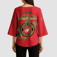Montford Point Marines Kimono Sleeve Blouse The Right To Fight - Red - Wonder Print Shop