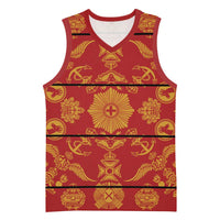 Lesotho Seanamarena Kharetsa Royal Red Basketball Jersey Basotho Traditional Blanket Style - Wonder Print Shop