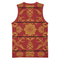 Lesotho Seanamarena Kharetsa Royal Red Basketball Jersey Basotho Traditional Blanket Style - Wonder Print Shop