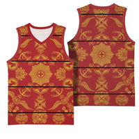 Lesotho Seanamarena Kharetsa Royal Red Basketball Jersey Basotho Traditional Blanket Style - Wonder Print Shop