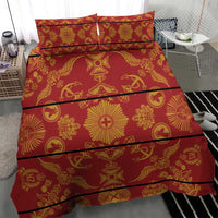 Lesotho Seanamarena Kharetsa Royal Red Bedding Set Basotho Traditional Blanket Style - Wonder Print Shop
