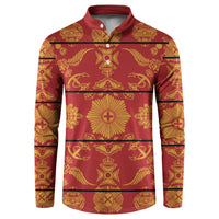 Lesotho Seanamarena Kharetsa Royal Red Button Sweatshirt Basotho Traditional Blanket Style - Wonder Print Shop