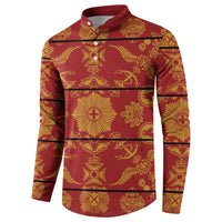 Lesotho Seanamarena Kharetsa Royal Red Button Sweatshirt Basotho Traditional Blanket Style - Wonder Print Shop
