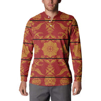 Lesotho Seanamarena Kharetsa Royal Red Button Sweatshirt Basotho Traditional Blanket Style - Wonder Print Shop