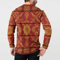 Lesotho Seanamarena Kharetsa Royal Red Button Sweatshirt Basotho Traditional Blanket Style - Wonder Print Shop