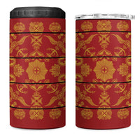 Lesotho Seanamarena Kharetsa Royal Red 4 in 1 Can Cooler Tumbler Basotho Traditional Blanket Style - Wonder Print Shop