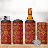 Lesotho Seanamarena Kharetsa Royal Red 4 in 1 Can Cooler Tumbler Basotho Traditional Blanket Style - Wonder Print Shop