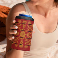 Lesotho Seanamarena Kharetsa Royal Red 4 in 1 Can Cooler Tumbler Basotho Traditional Blanket Style - Wonder Print Shop