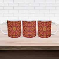 Lesotho Seanamarena Kharetsa Royal Red Ceramic Mug Basotho Traditional Blanket Style - Wonder Print Shop