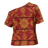 Lesotho Seanamarena Kharetsa Royal Red Cross Shoulder Shirt Basotho Traditional Blanket Style - Wonder Print Shop