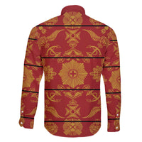 Lesotho Seanamarena Kharetsa Royal Red Family Matching Off The Shoulder Long Sleeve Dress and Hawaiian Shirt Basotho Traditional Blanket Style - Wonder Print Shop