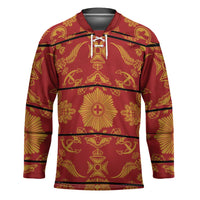 Lesotho Seanamarena Kharetsa Royal Red Hockey Jersey Basotho Traditional Blanket Style - Wonder Print Shop