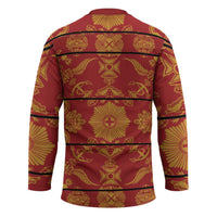Lesotho Seanamarena Kharetsa Royal Red Hockey Jersey Basotho Traditional Blanket Style - Wonder Print Shop