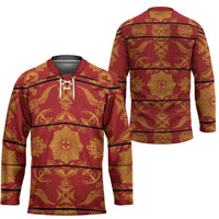 Lesotho Seanamarena Kharetsa Royal Red Hockey Jersey Basotho Traditional Blanket Style - Wonder Print Shop