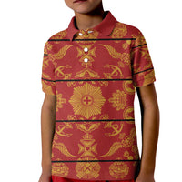 Lesotho Seanamarena Kharetsa Royal Red Kid Polo Shirt Basotho Traditional Blanket Style - Wonder Print Shop