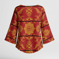 Lesotho Seanamarena Kharetsa Royal Red Kimono Sleeve Blouse Basotho Traditional Blanket Style - Wonder Print Shop