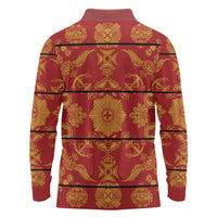 Lesotho Seanamarena Kharetsa Royal Red Long Sleeve Polo Shirt Basotho Traditional Blanket Style - Wonder Print Shop