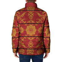Lesotho Seanamarena Kharetsa Royal Red Padded Jacket Basotho Traditional Blanket Style - Wonder Print Shop