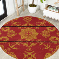 Lesotho Seanamarena Kharetsa Royal Red Round Carpet Basotho Traditional Blanket Style - Wonder Print Shop