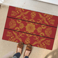 Lesotho Seanamarena Kharetsa Royal Red Rubber Doormat Basotho Traditional Blanket Style - Wonder Print Shop