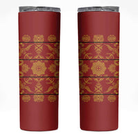 Lesotho Seanamarena Kharetsa Royal Red Skinny Tumbler Basotho Traditional Blanket Style - Wonder Print Shop