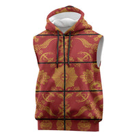 Lesotho Seanamarena Kharetsa Royal Red Sleeveless Zip Hoodie Basotho Traditional Blanket Style - Wonder Print Shop