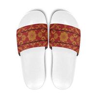 Lesotho Seanamarena Kharetsa Royal Red Slide Sandals Basotho Traditional Blanket Style - Wonder Print Shop