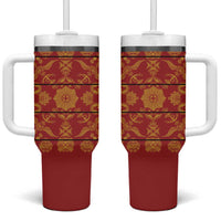 Lesotho Seanamarena Kharetsa Royal Red Tumbler With Handle Basotho Traditional Blanket Style - Wonder Print Shop
