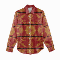 Lesotho Seanamarena Kharetsa Royal Red Women Casual Shirt Basotho Traditional Blanket Style - Wonder Print Shop
