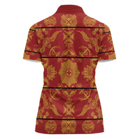 Lesotho Seanamarena Kharetsa Royal Red Women Polo Shirt Basotho Traditional Blanket Style - Wonder Print Shop