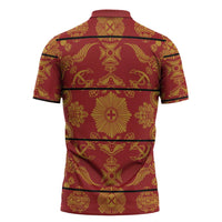 Lesotho Seanamarena Kharetsa Royal Red Zipper Polo Shirt Basotho Traditional Blanket Style - Wonder Print Shop