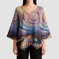 Mauritania Richat Structure Kimono Sleeve Blouse Eyes of the Sahara - Wonder Print Shop