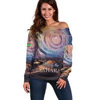 Mauritania Richat Structure Off Shoulder Sweater Eyes of the Sahara - Wonder Print Shop