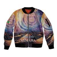 Mauritania Richat Structure Sleeve Zip Bomber Jacket Eyes of the Sahara - Wonder Print Shop