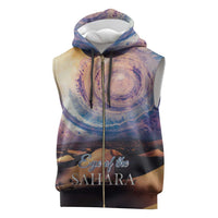 Mauritania Richat Structure Sleeveless Zip Hoodie Eyes of the Sahara - Wonder Print Shop