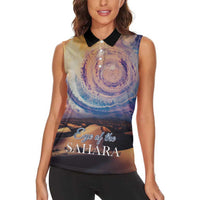 Mauritania Richat Structure Women Sleeveless Polo Shirt Eyes of the Sahara - Wonder Print Shop