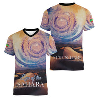 Mauritania Richat Structure Women V-Neck T-Shirt Eyes of the Sahara - Wonder Print Shop