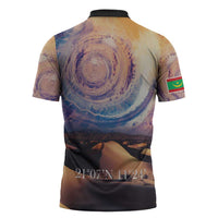 Mauritania Richat Structure Zipper Polo Shirt Eyes of the Sahara - Wonder Print Shop