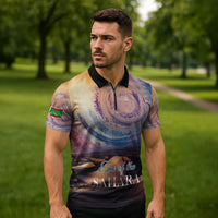 Mauritania Richat Structure Zipper Polo Shirt Eyes of the Sahara - Wonder Print Shop