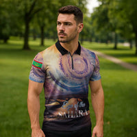 Mauritania Richat Structure Zipper Polo Shirt Eyes of the Sahara - Wonder Print Shop