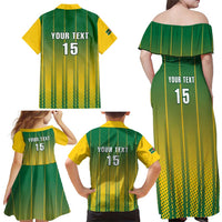 Custom Dominica Cricket Family Matching Off Shoulder Maxi Dress and Hawaiian Shirt Sporty Style - Wonder Print Shop