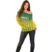 Custom Dominica Cricket Off Shoulder Sweater Sporty Style - Wonder Print Shop