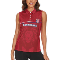 Custom Liberia Football Women Sleeveless Polo Shirt Lion Mascot - Red - Wonder Print Shop