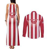 Custom Liberia Football Couples Matching Tank Maxi Dress and Long Sleeve Button Shirt Sporty Style - Wonder Print Shop