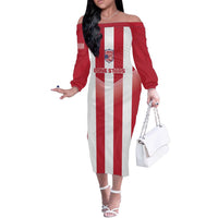 Custom Liberia Football Off The Shoulder Long Sleeve Dress Sporty Style - Wonder Print Shop
