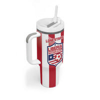 Custom Liberia Football Tumbler With Handle Sporty Style - Wonder Print Shop